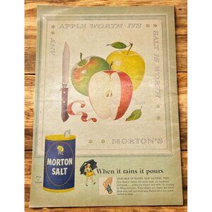 Morton Salt Vintage Print Ad 1950s Mid Century Pertchik Wall Art Kitchen Decor